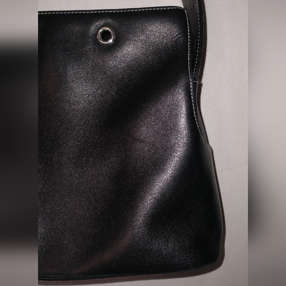 Lauren Ralph Lauren Elegant Black Leather Shoulder Bag Retro Vintage 90"S - Picture 6 of 11